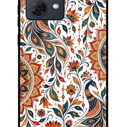 White Mayura Moto G84 5G Glass Case