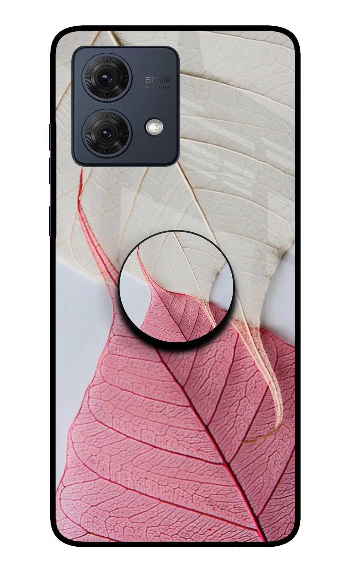 White Pink Leaf Moto G84 5G Pop Case by Casekaro