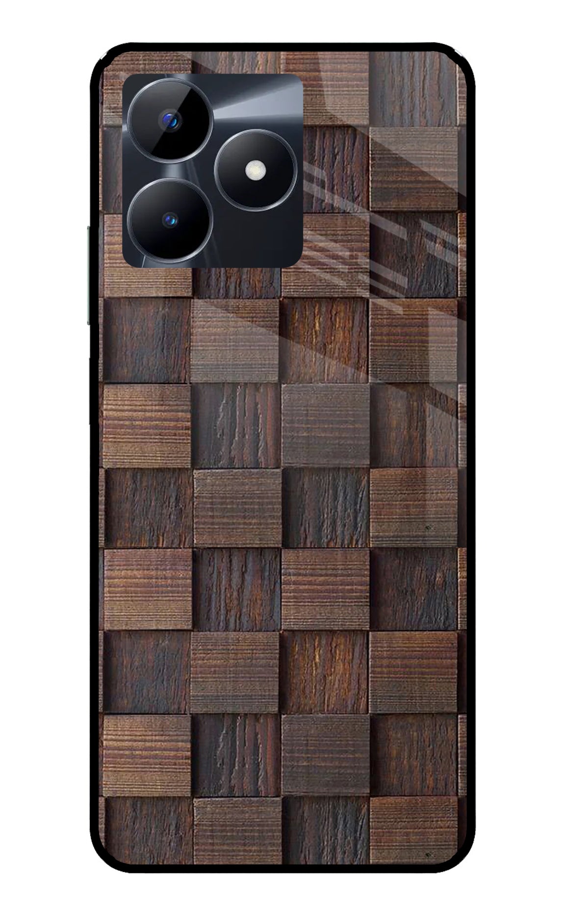 Wooden Cube Design Realme C53 Glass Case