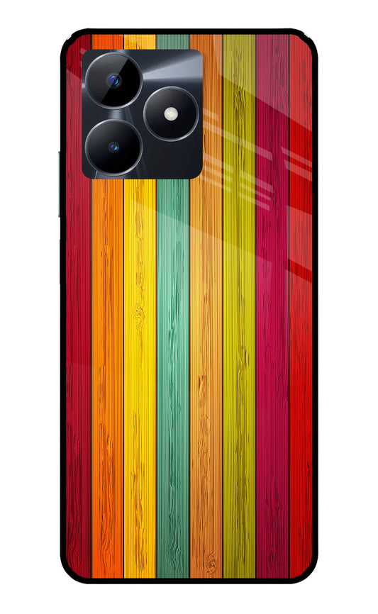 Multicolor Wooden Realme C53 Glass Case