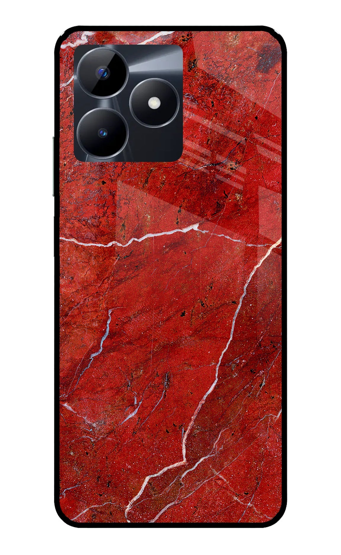 Red Marble Design Realme C53 Glass Case