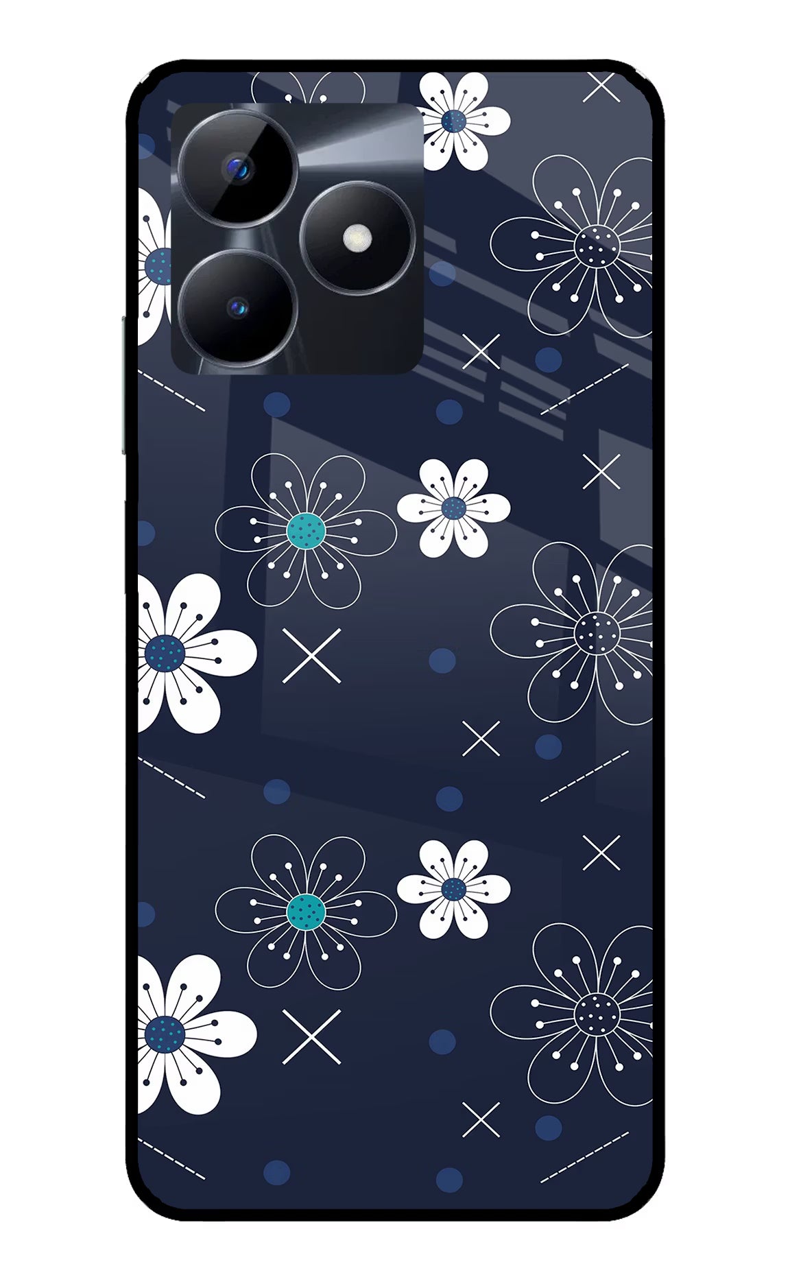 Flowers Realme C53 Glass Case Back Cover by Casekaro