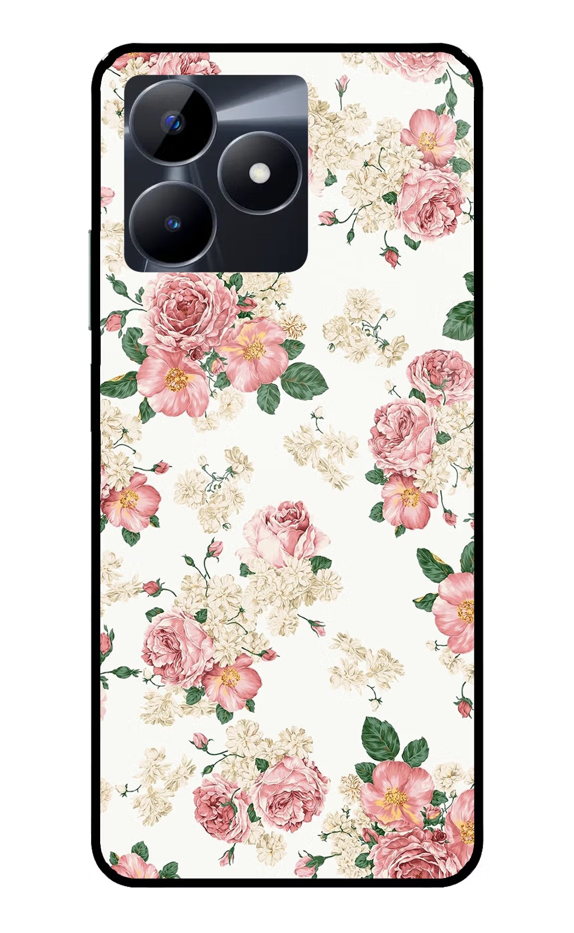 Flowers Realme C53 Glass Case Back Cover by Casekaro