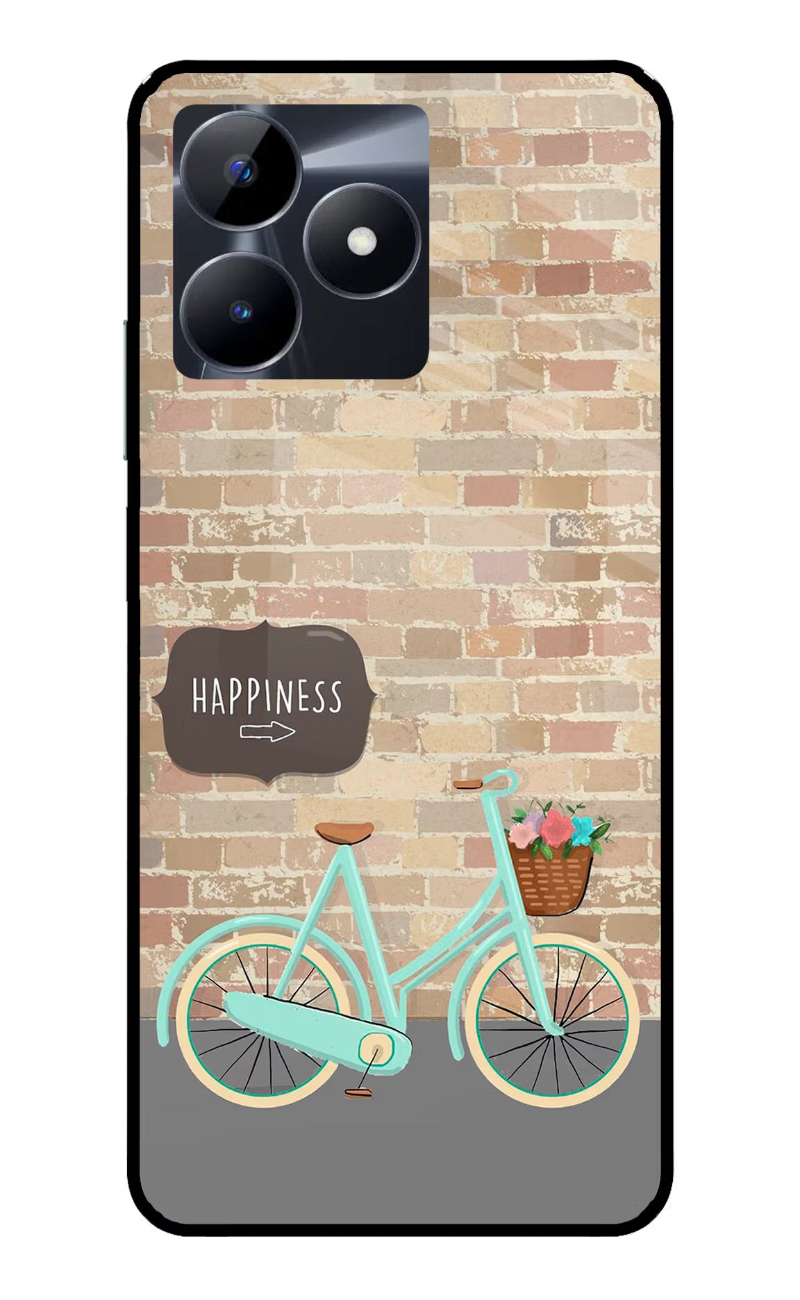 Happiness Artwork Realme C53 Glass Case Back Cover by Casekaro