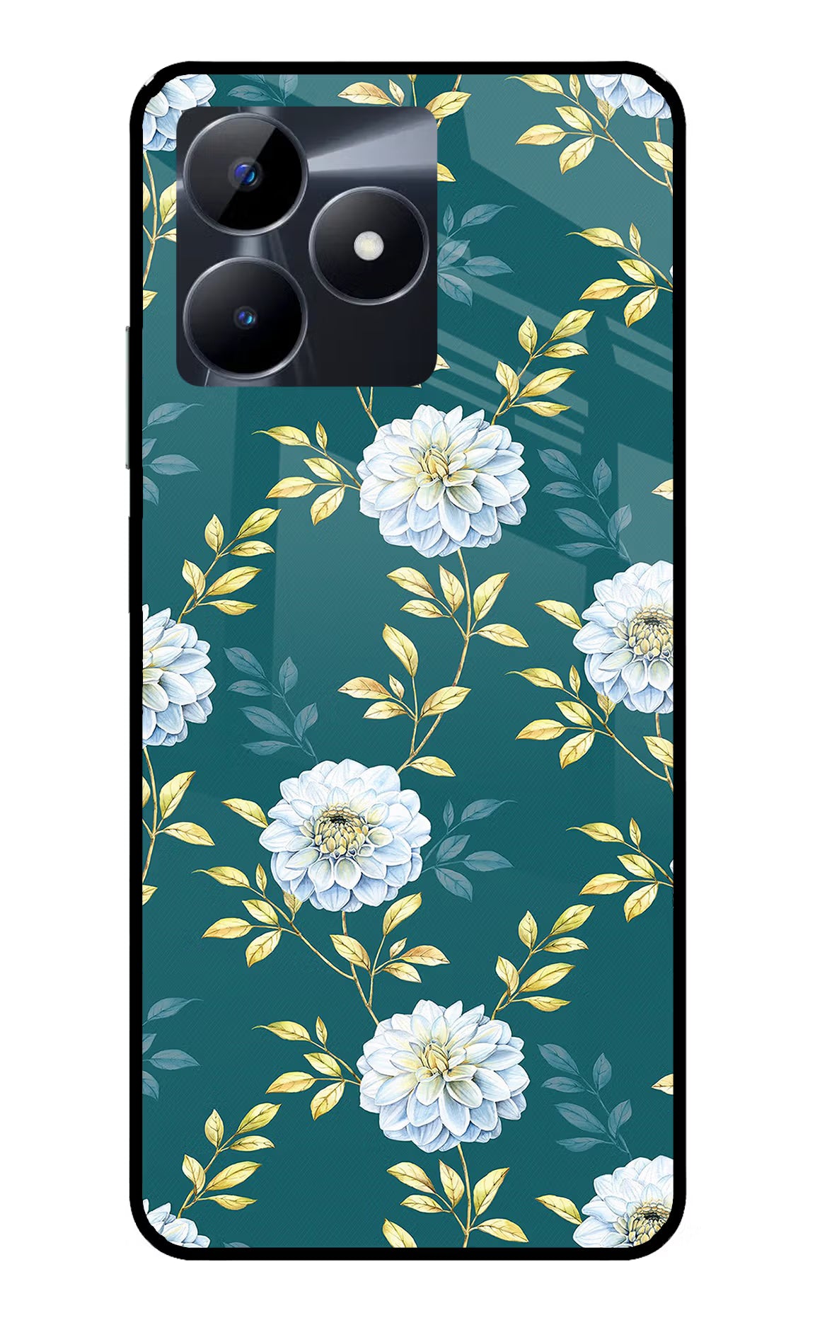 Flowers Realme C53 Glass Case Back Cover by Casekaro