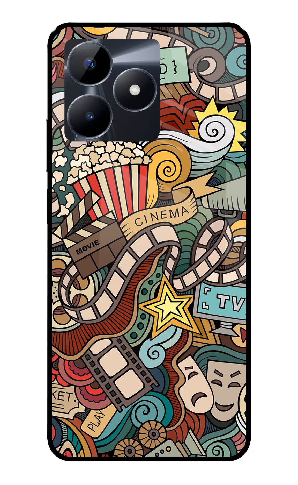 Cinema Abstract Realme C53 Glass Case Back Cover by Casekaro