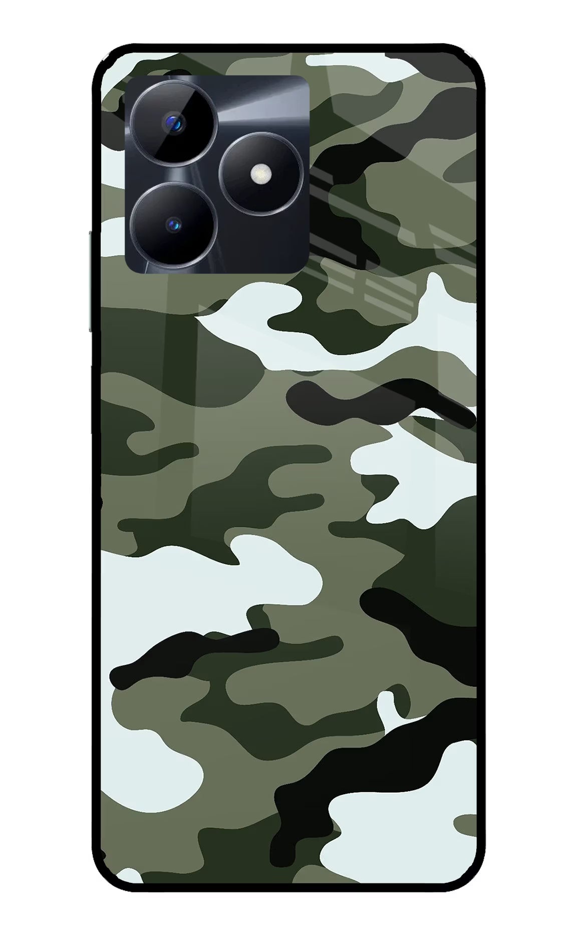 Camouflage Realme C53 Glass Case Back Cover by Casekaro