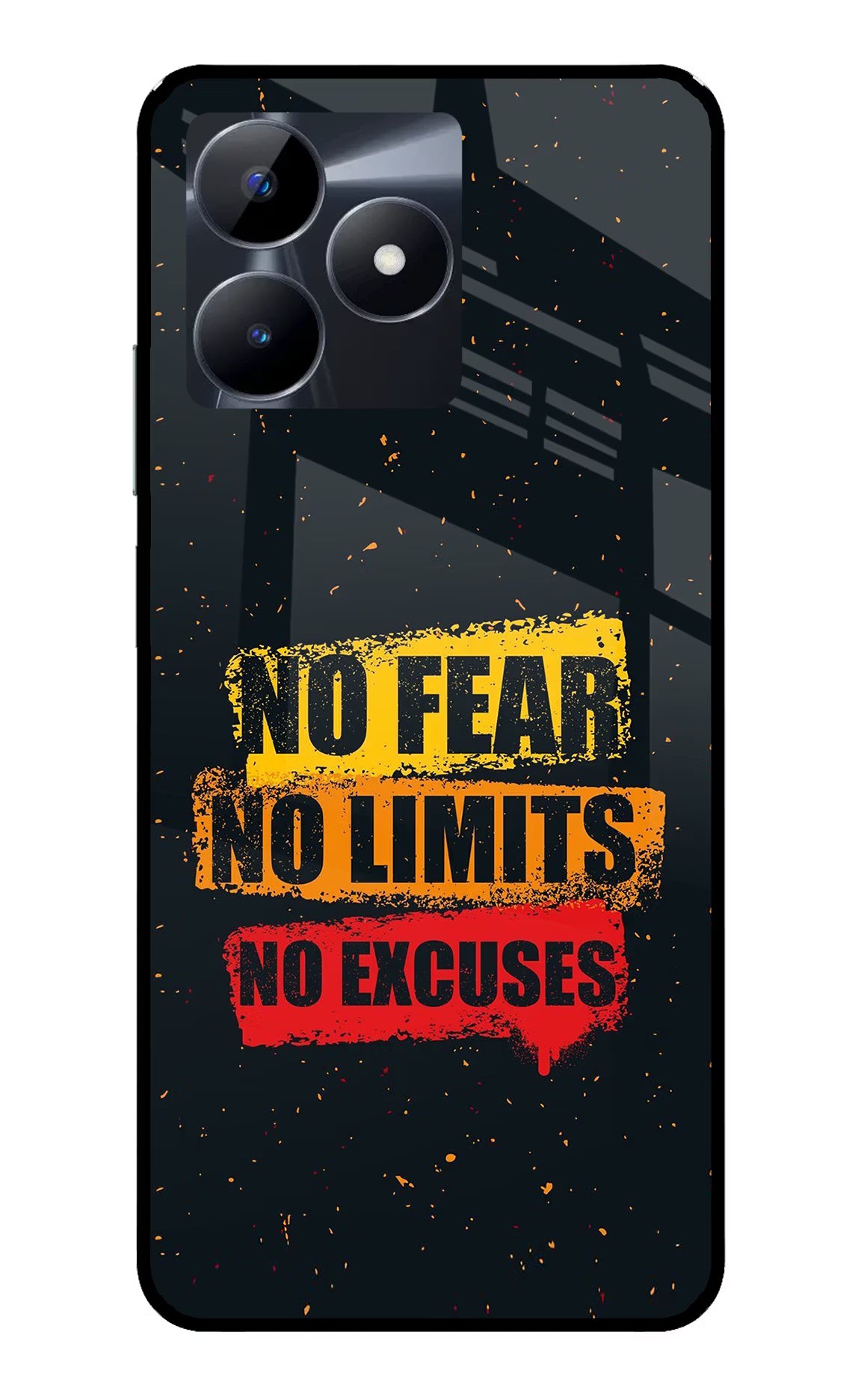 No Fear No Limits No Excuse Realme C53 Glass Case Back Cover by Casekaro