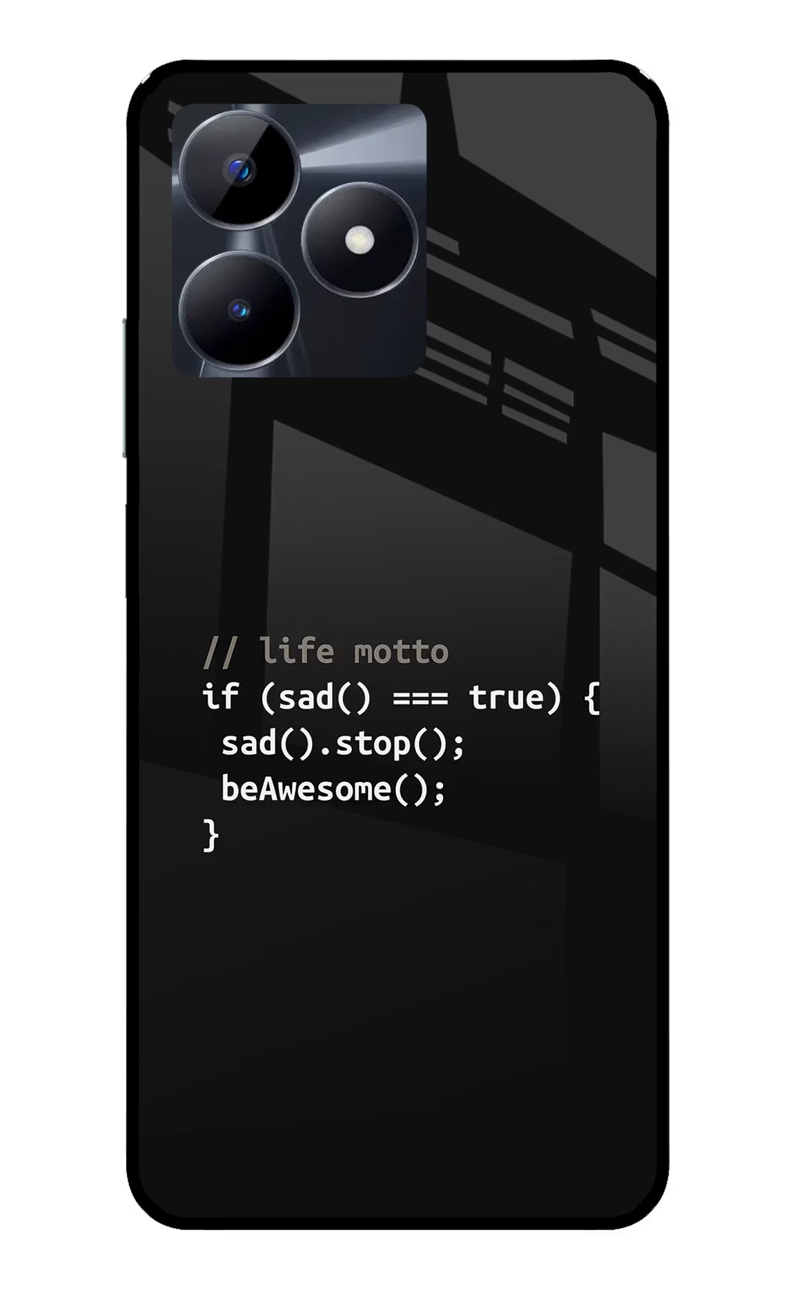 Life Motto Code Realme C53 Glass Case Back Cover by Casekaro