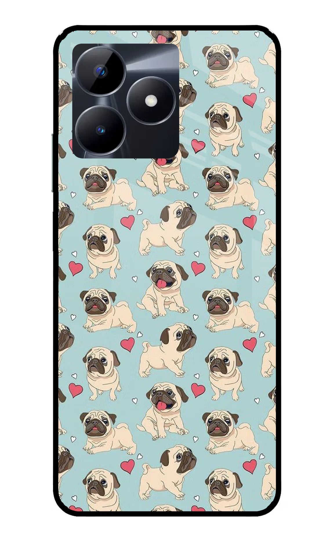 Pug Dog Realme C53 Glass Case Back Cover by Casekaro
