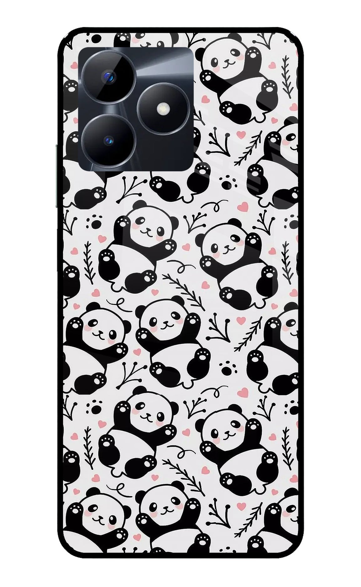 Cute Panda Realme C53 Glass Case