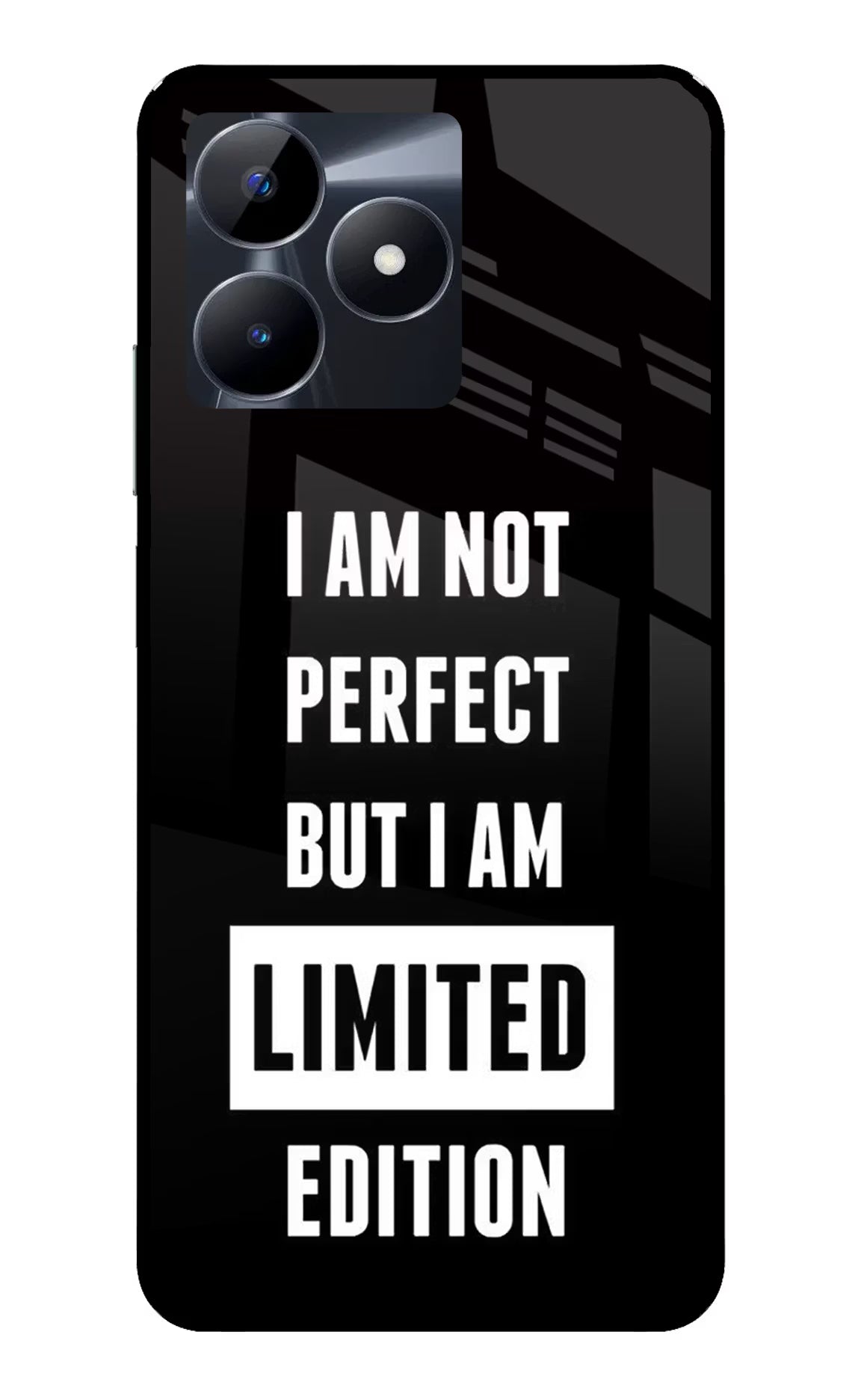 I Am Not Perfect But I Am Limited Edition Realme C53 Glass Case Back Cover by Casekaro