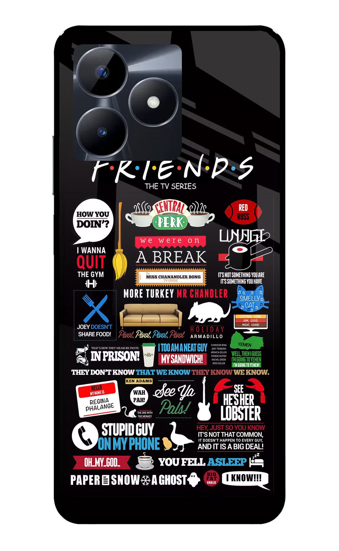 FRIENDS Realme C53 Glass Case Back Cover by Casekaro