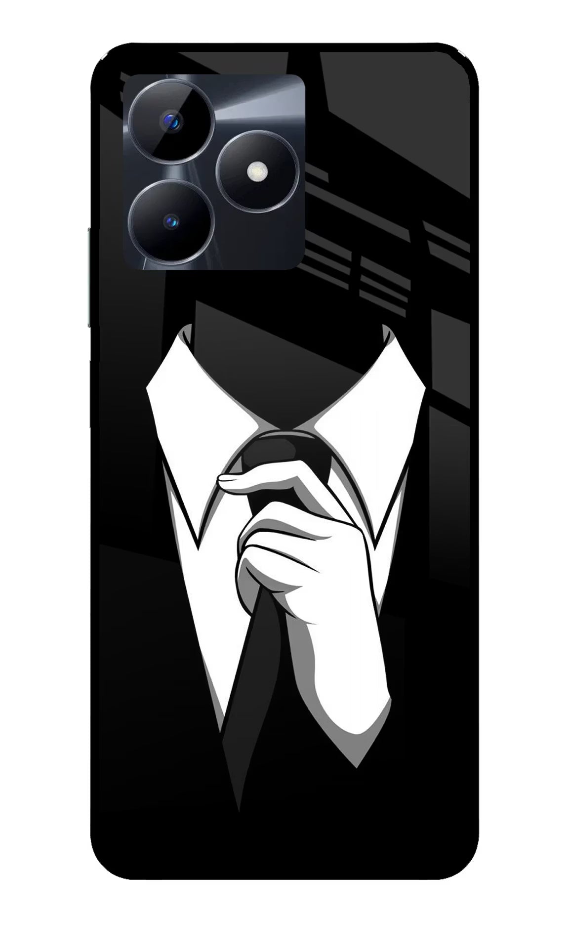 Black Tie Realme C53 Glass Case Back Cover by Casekaro