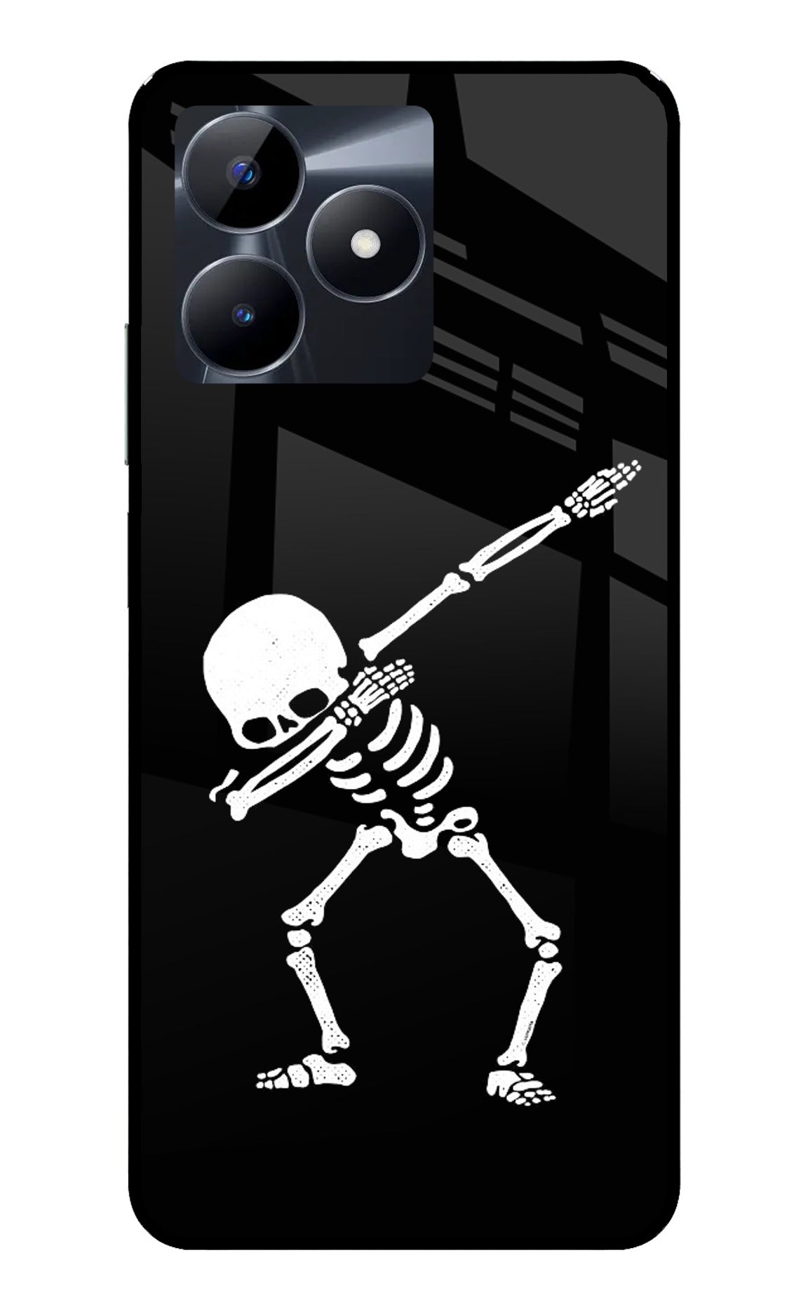 Dabbing Skeleton Art Realme C53 Glass Case