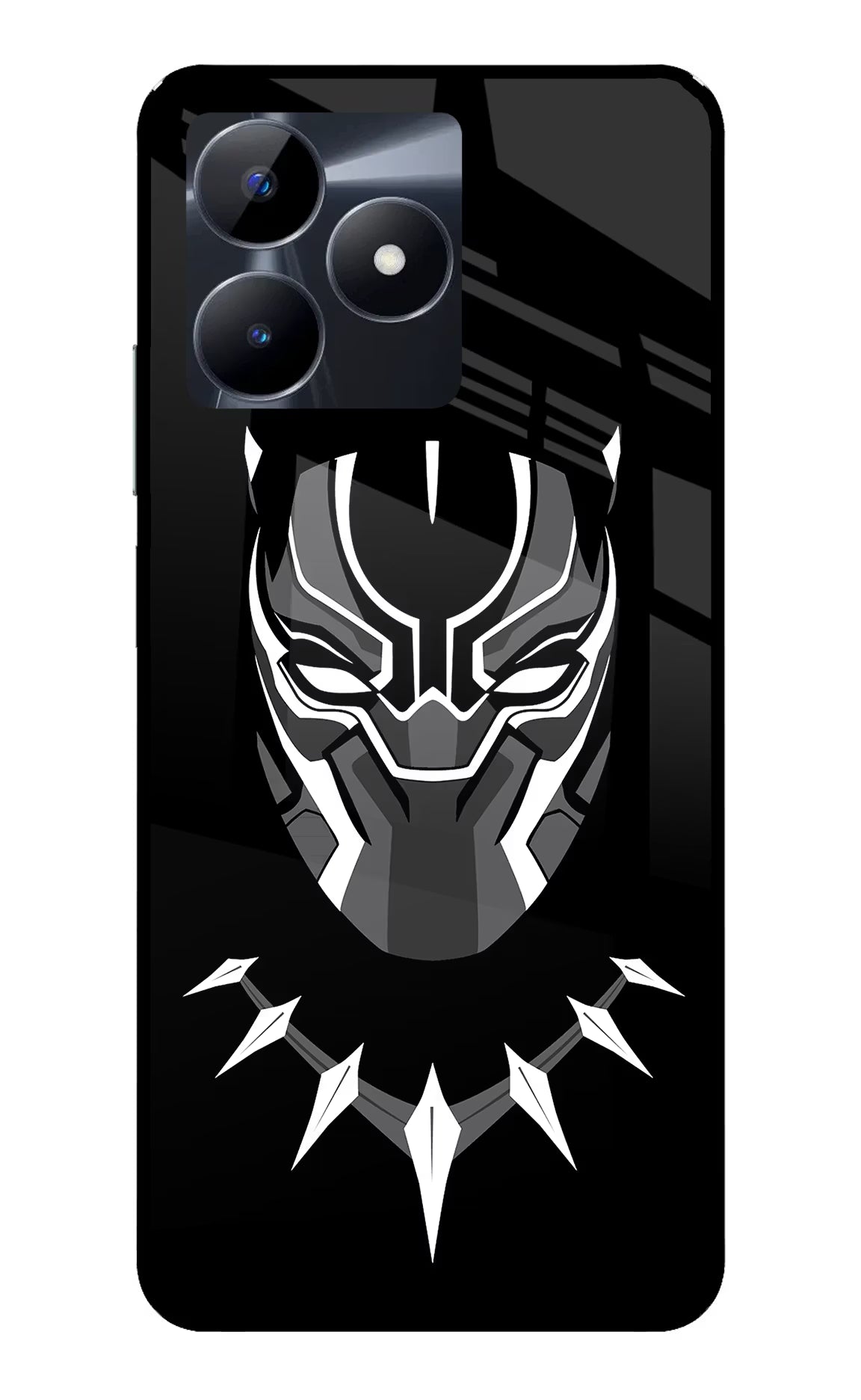 Black Panther Realme C53 Glass Case Back Cover by Casekaro