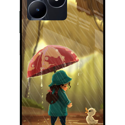 Rainy Day Realme C53 Glass Case Back Cover by Casekaro
