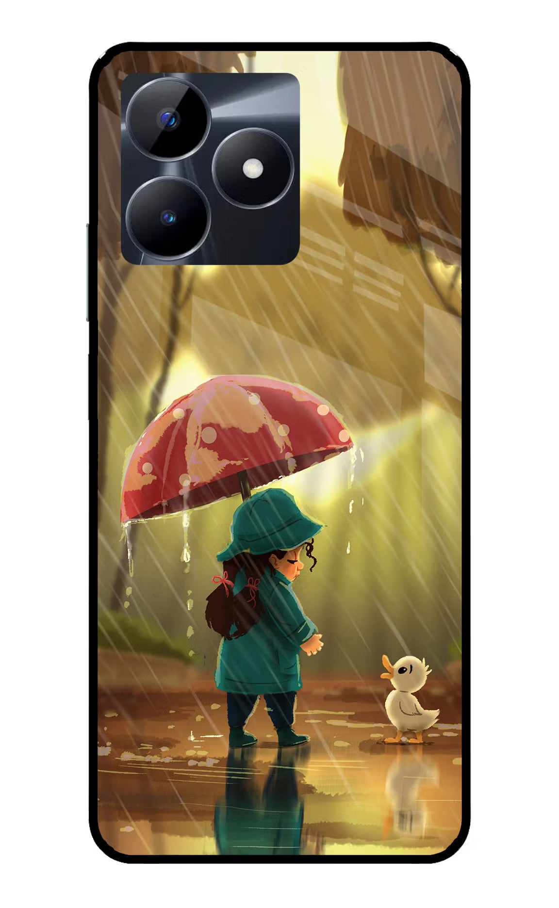 Rainy Day Realme C53 Glass Case Back Cover by Casekaro