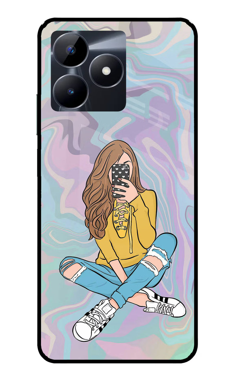 Selfie Girl Realme C53 Back Cover, Glass case