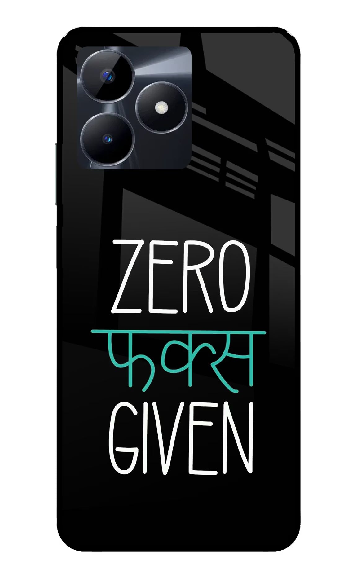 Zero Fucks Given Realme C53 Glass Case Back Cover by Casekaro