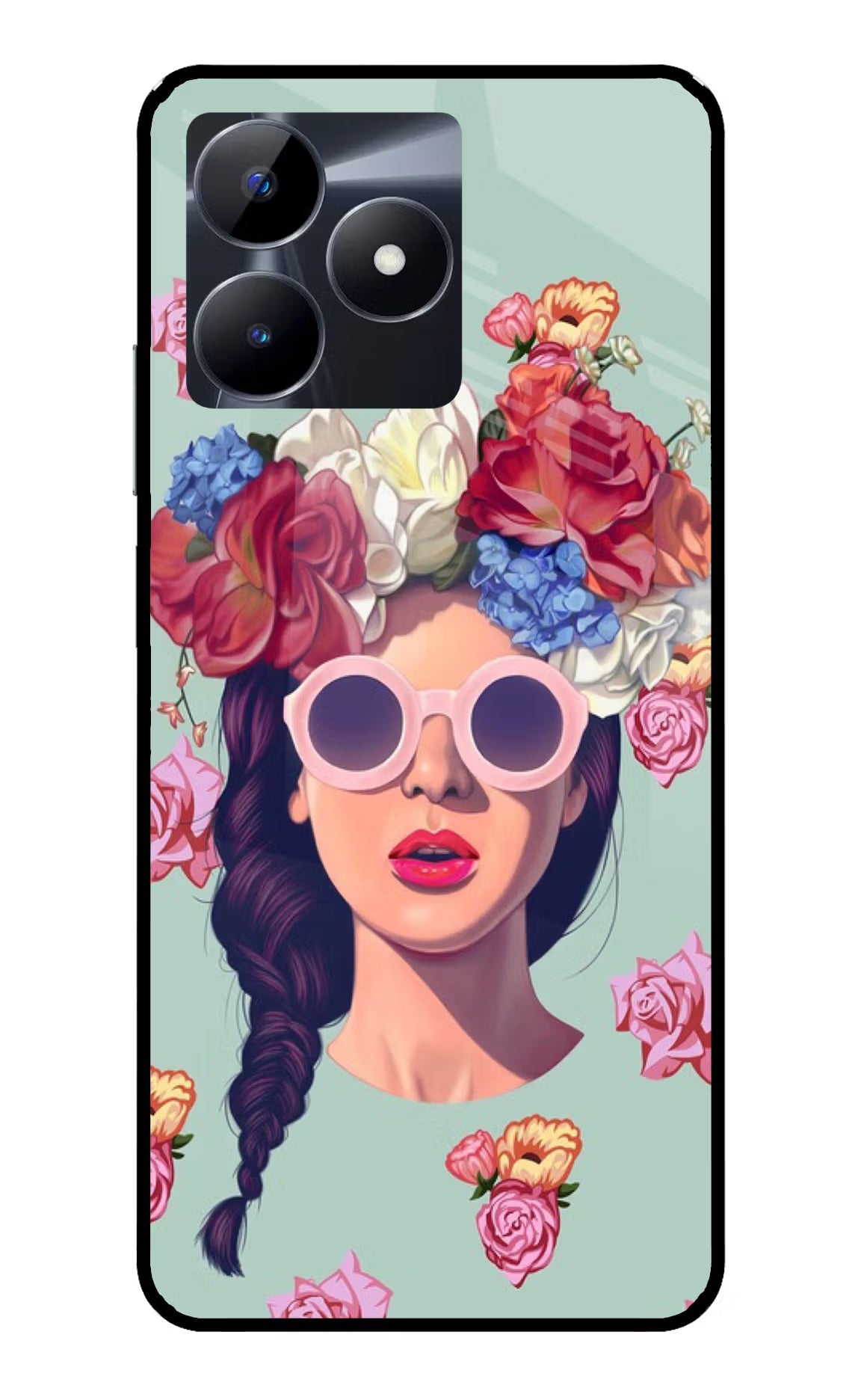 Pretty Girl Realme C53 Glass Case Back Cover by Casekaro