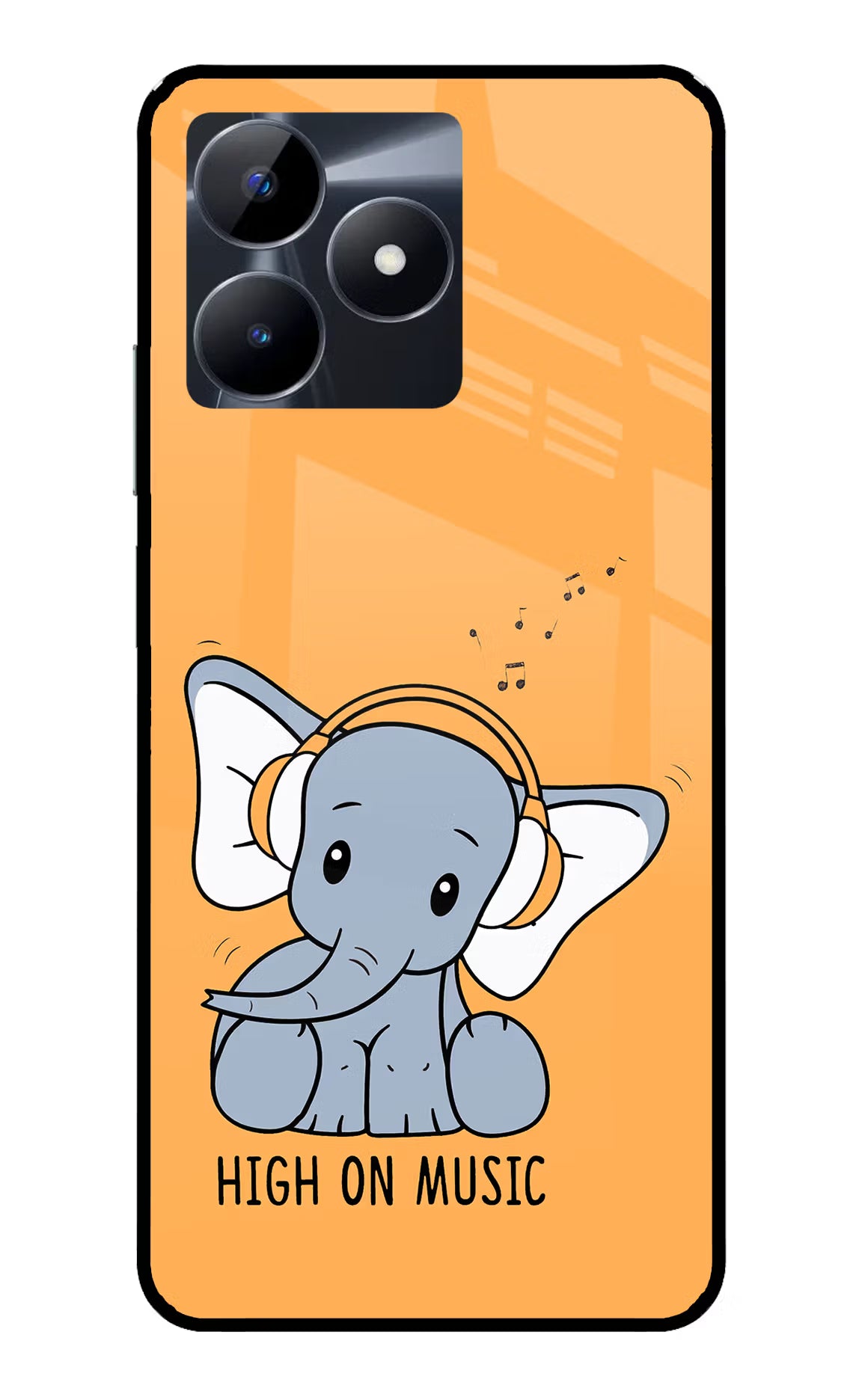 High On Music Realme C53 Glass Case Back Cover by Casekaro