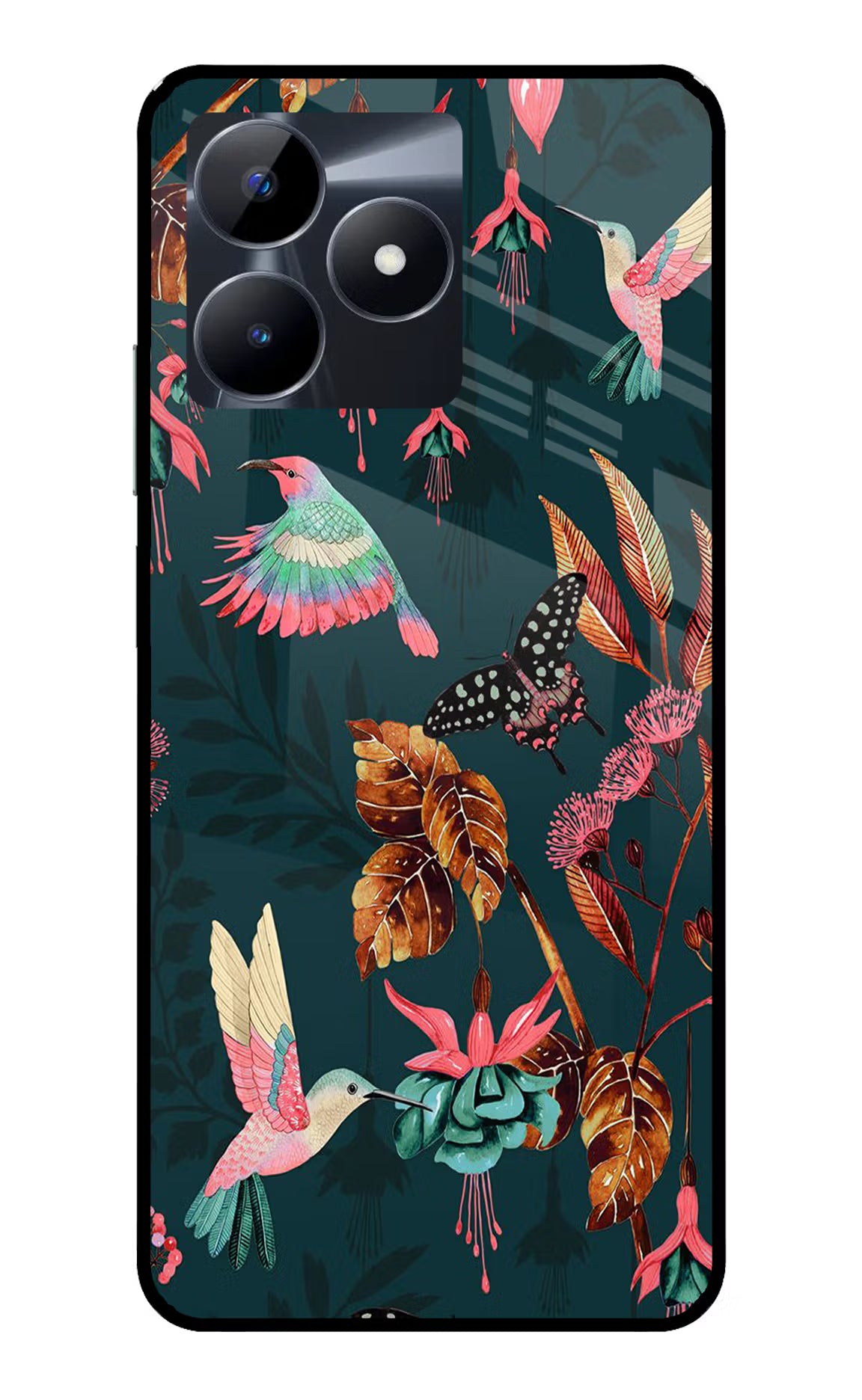 Birds Realme C53 Glass Case Back Cover by Casekaro