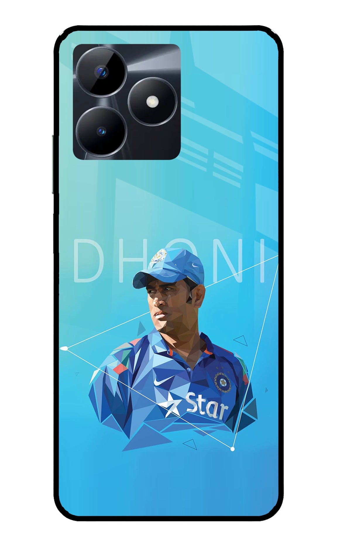 Dhoni Artwork Realme C53 Glass Case