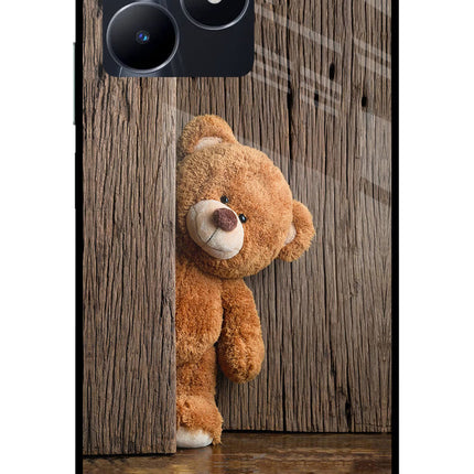 Teddy Wooden Realme C53 Glass Case Back Cover by Casekaro