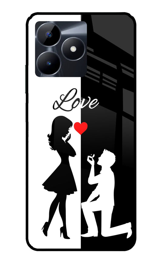 Love Propose Black And White Realme C53 Glass Case