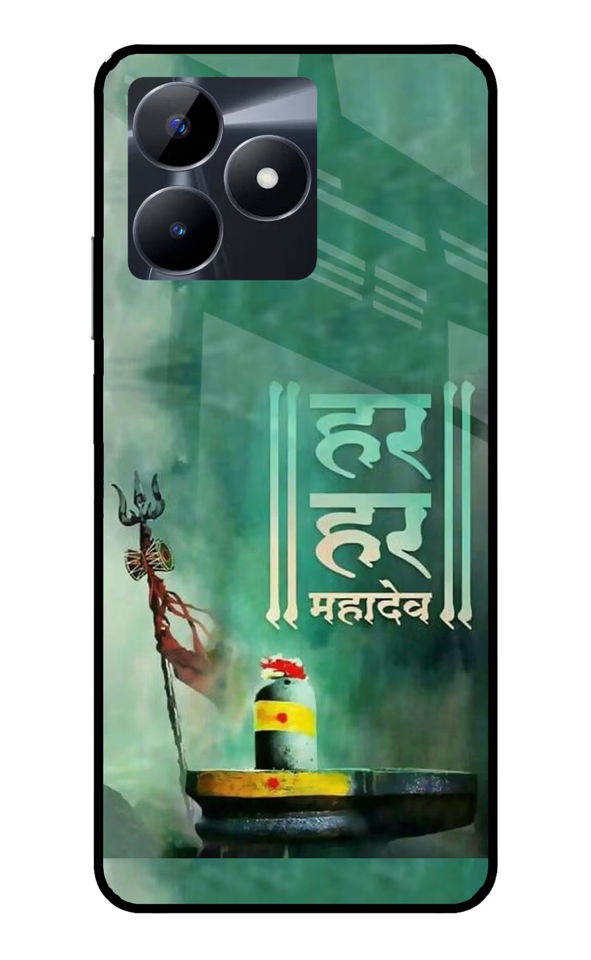 Har Har Mahadev Shivling Realme C53 Glass Case Back Cover by Casekaro