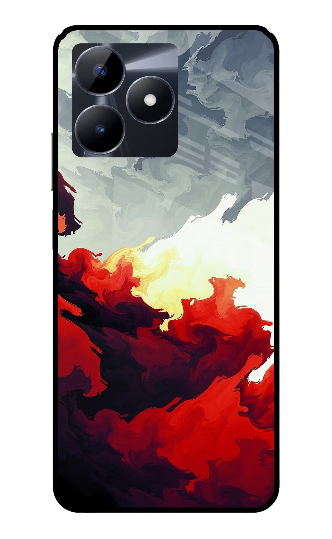 Fire Cloud Realme C53 Glass Case Back Cover by Casekaro