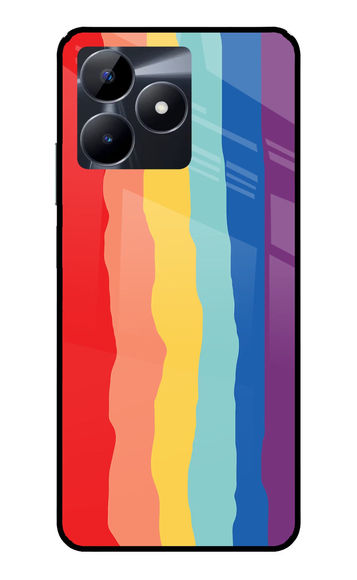Rainbow Realme C53 Glass Case Back Cover by Casekaro