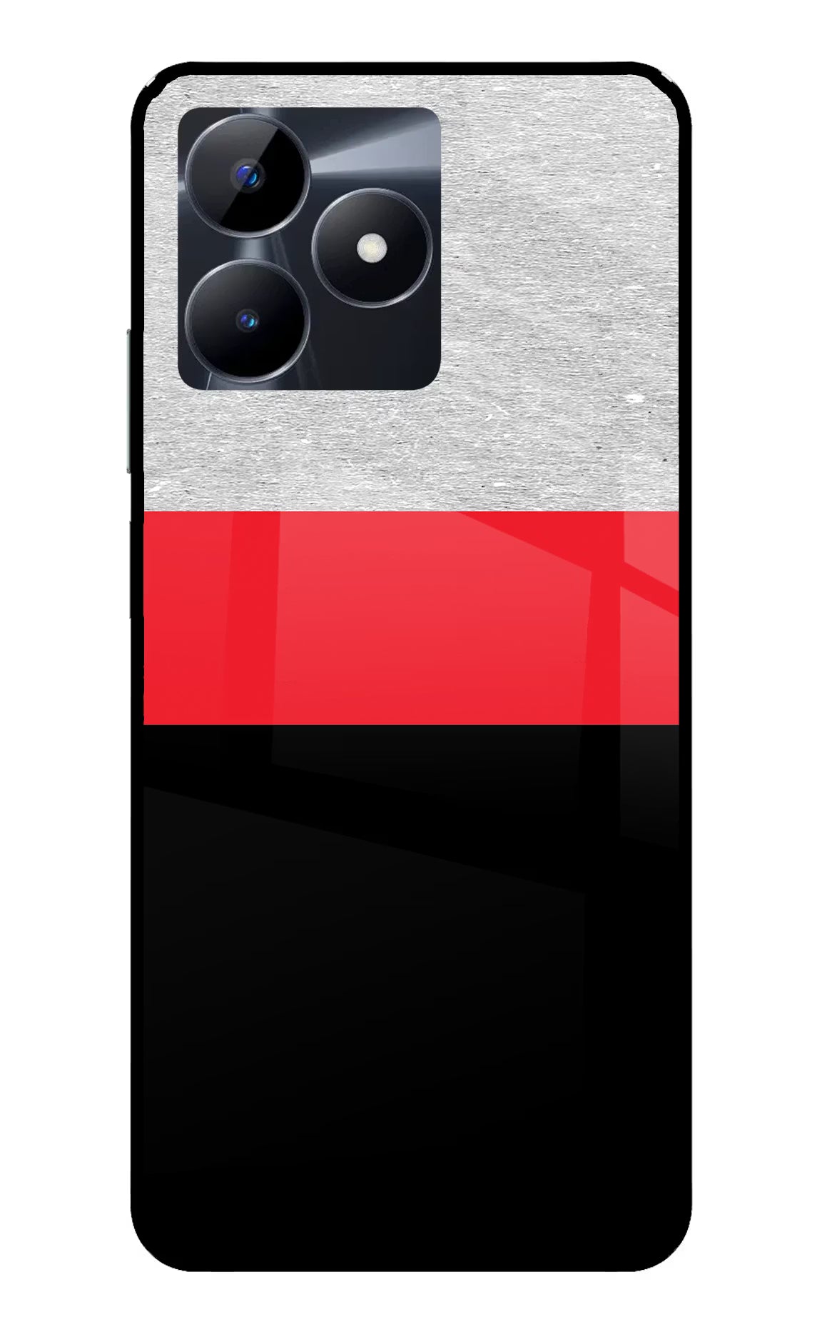 Tri Color Pattern Realme C53 Glass Case Back Cover by Casekaro