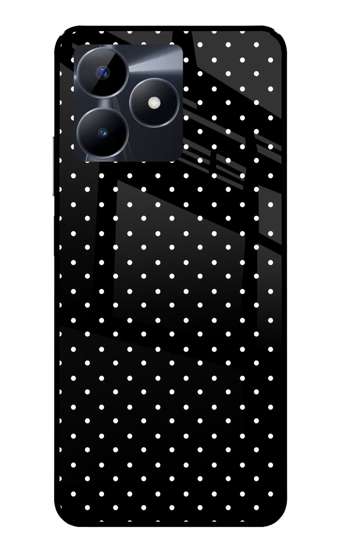 White Dots Realme C53 Glass Case Back Cover by Casekaro