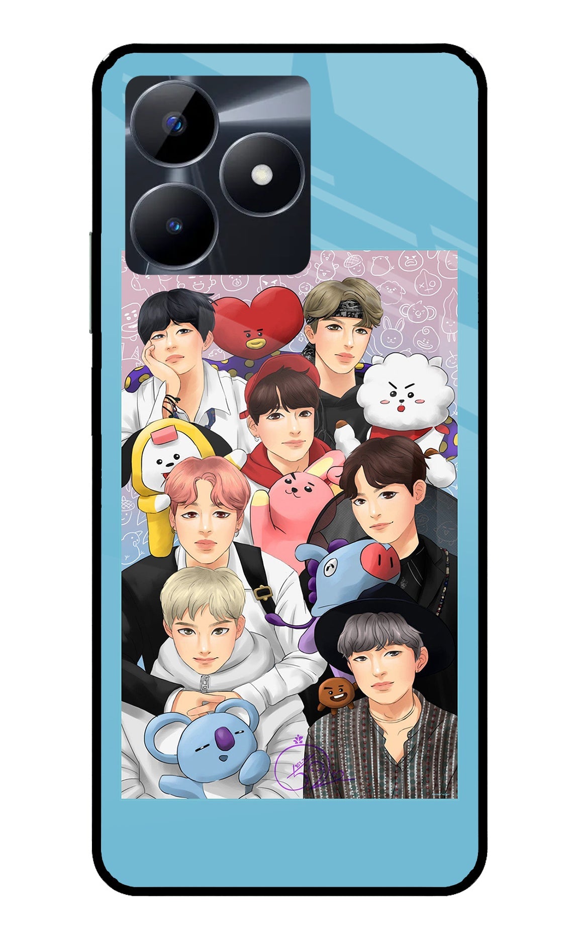 BTS with animals Realme C53 Glass Case