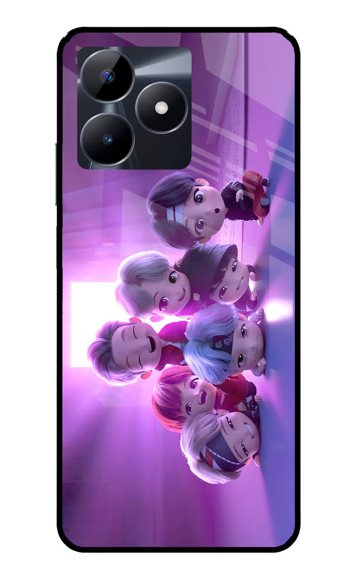 BTS Chibi Realme C53 Glass Case Back Cover by Casekaro