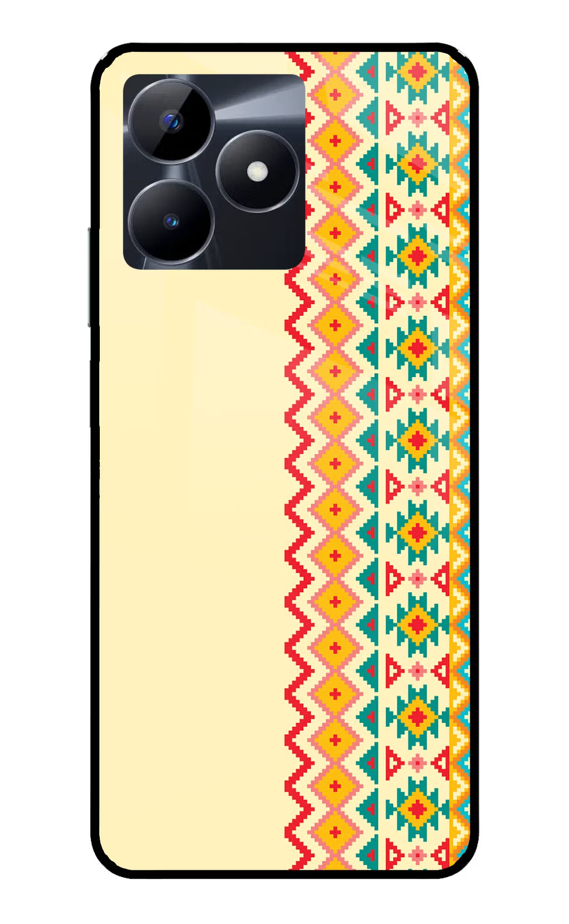 Ethnic Seamless Realme C53 Glass Case Back Cover by Casekaro