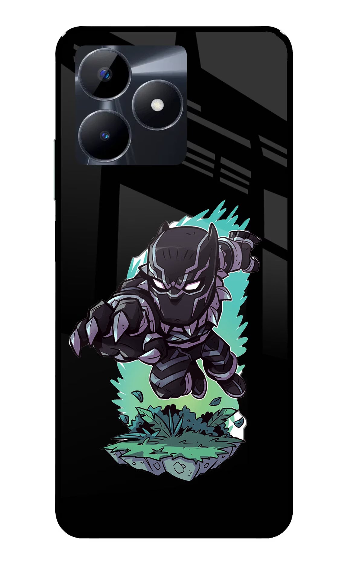Black Panther Realme C53 Glass Case Back Cover by Casekaro