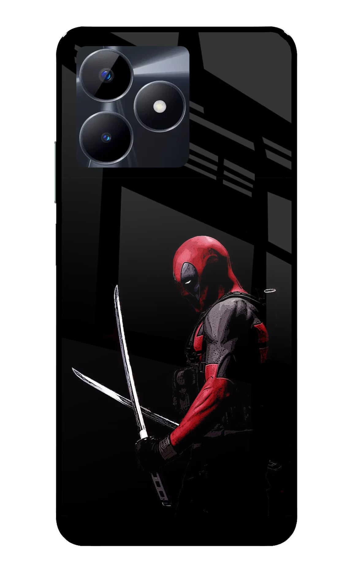 Deadpool Realme C53 Glass Case Back Cover by Casekaro