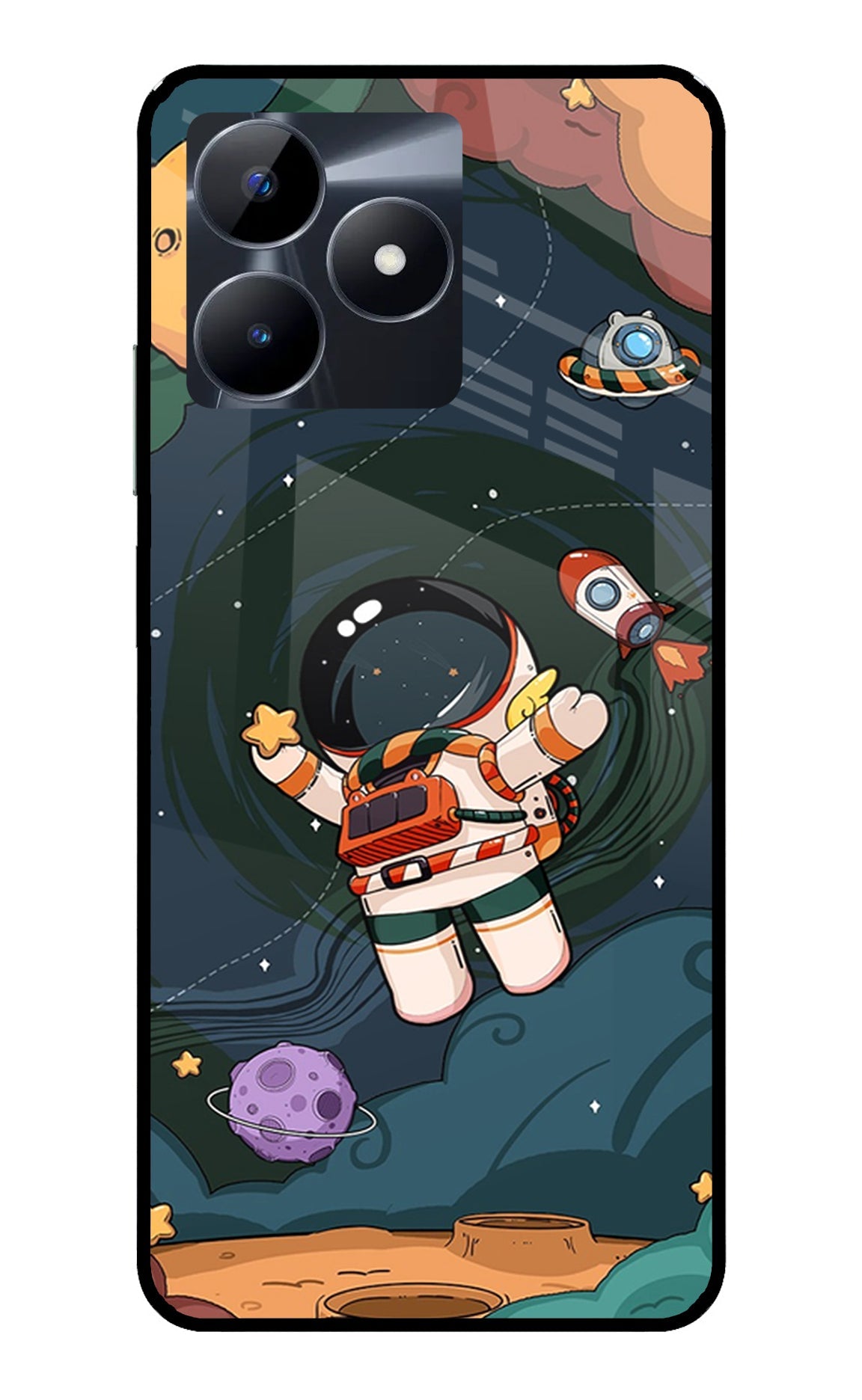 Cartoon Astronaut Realme C53 Glass Case