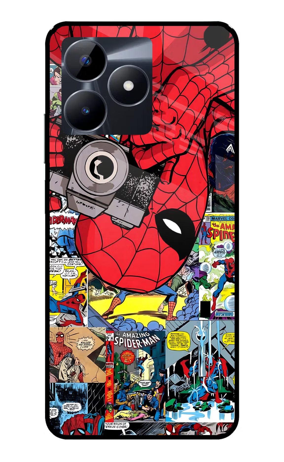 Spider Man Realme C53 Glass Case Back Cover by Casekaro