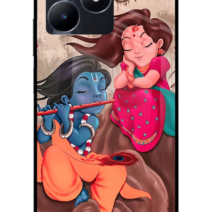 Radhe Krishna Realme C53 Glass Case Back Cover by Casekaro