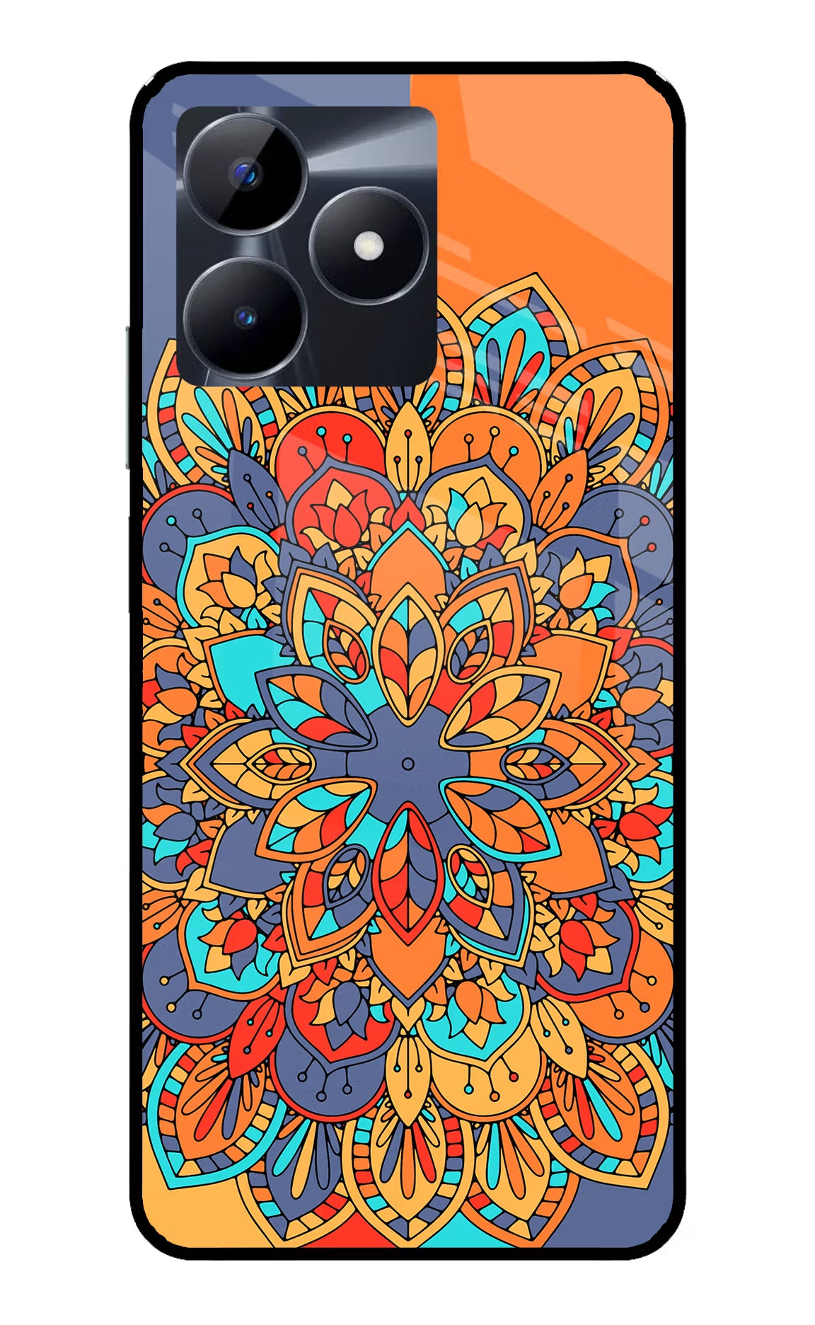 Color Mandala Realme C53 Glass Case Back Cover by Casekaro