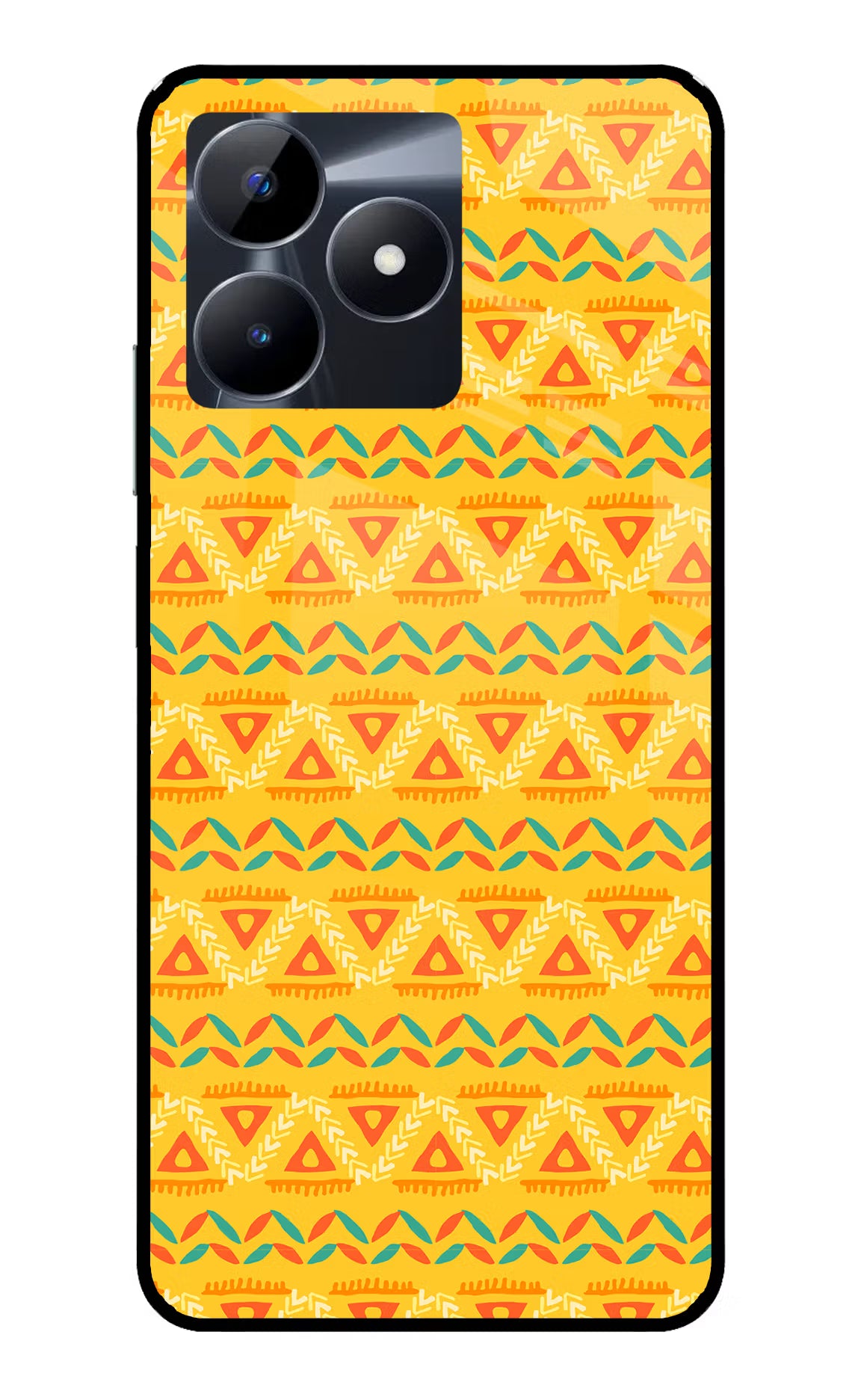 Tribal Pattern Realme C53 Glass Case Back Cover by Casekaro