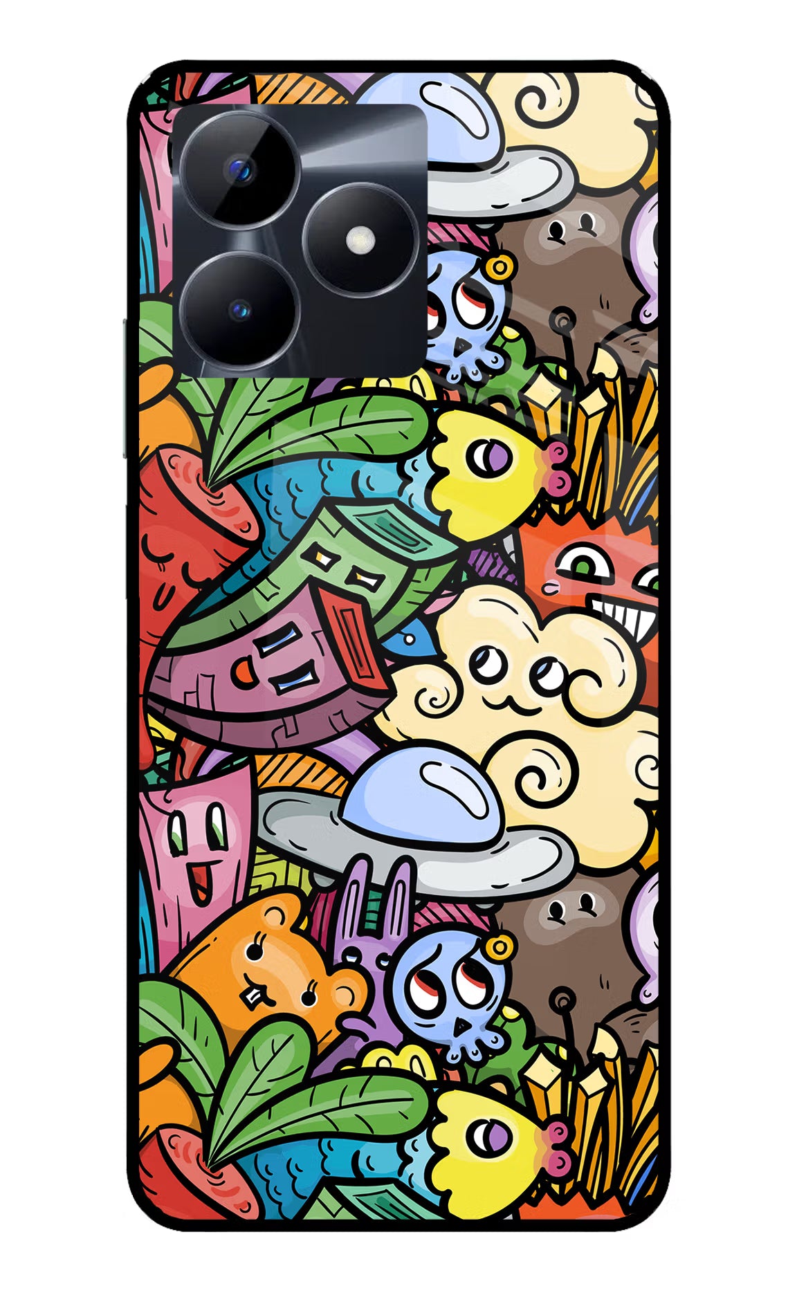 Veggie Doodle Realme C53 Glass Case Back Cover by Casekaro