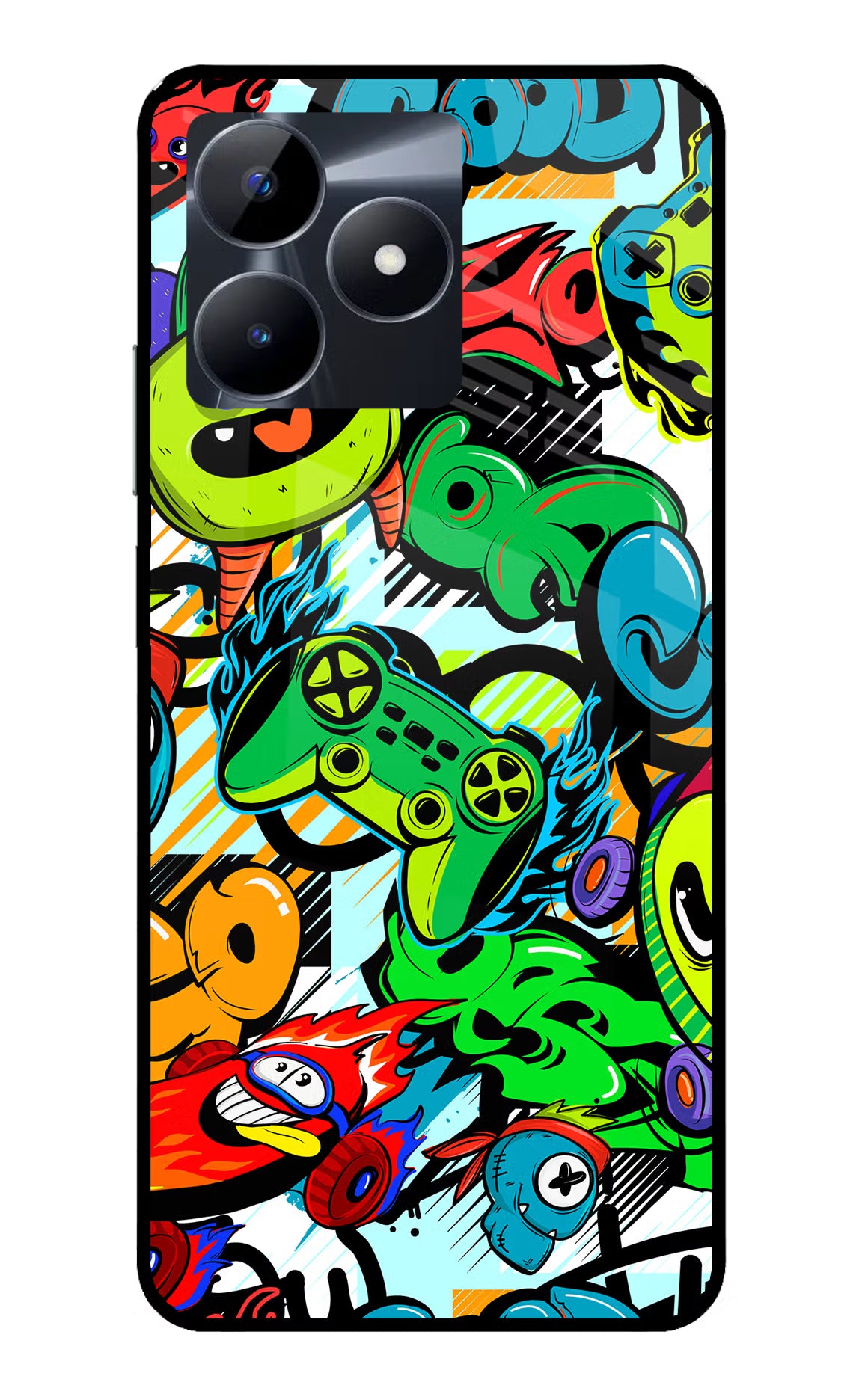 Game Doodle Realme C53 Glass Case Back Cover by Casekaro