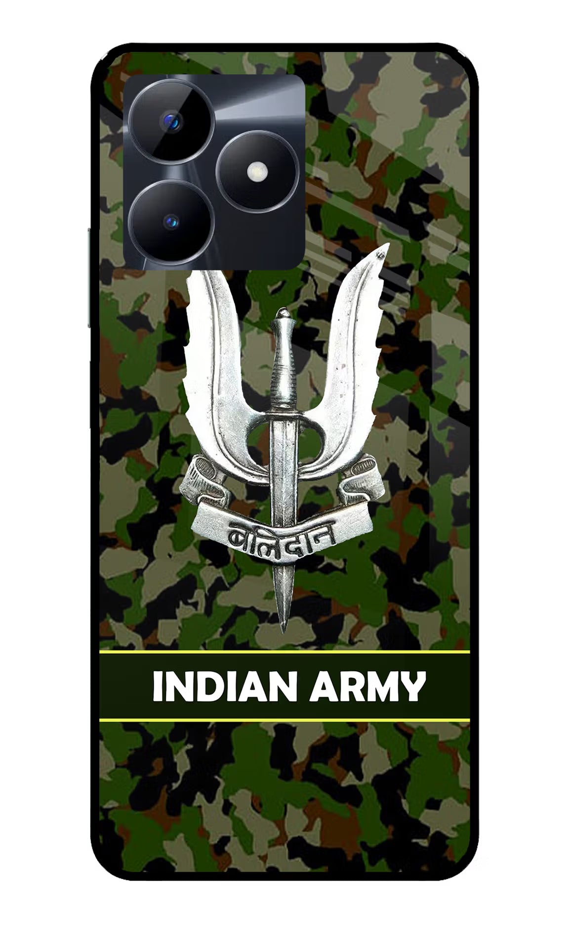 Balidan Indian Logo Realme C53 Glass Case Back Cover by Casekaro