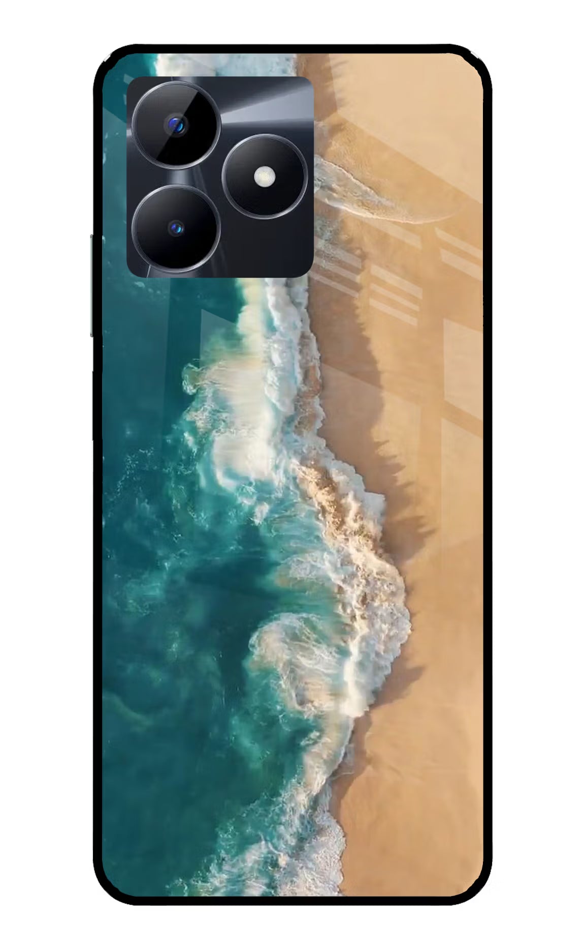 Ocean Beach Realme C53 Glass Case Back Cover by Casekaro