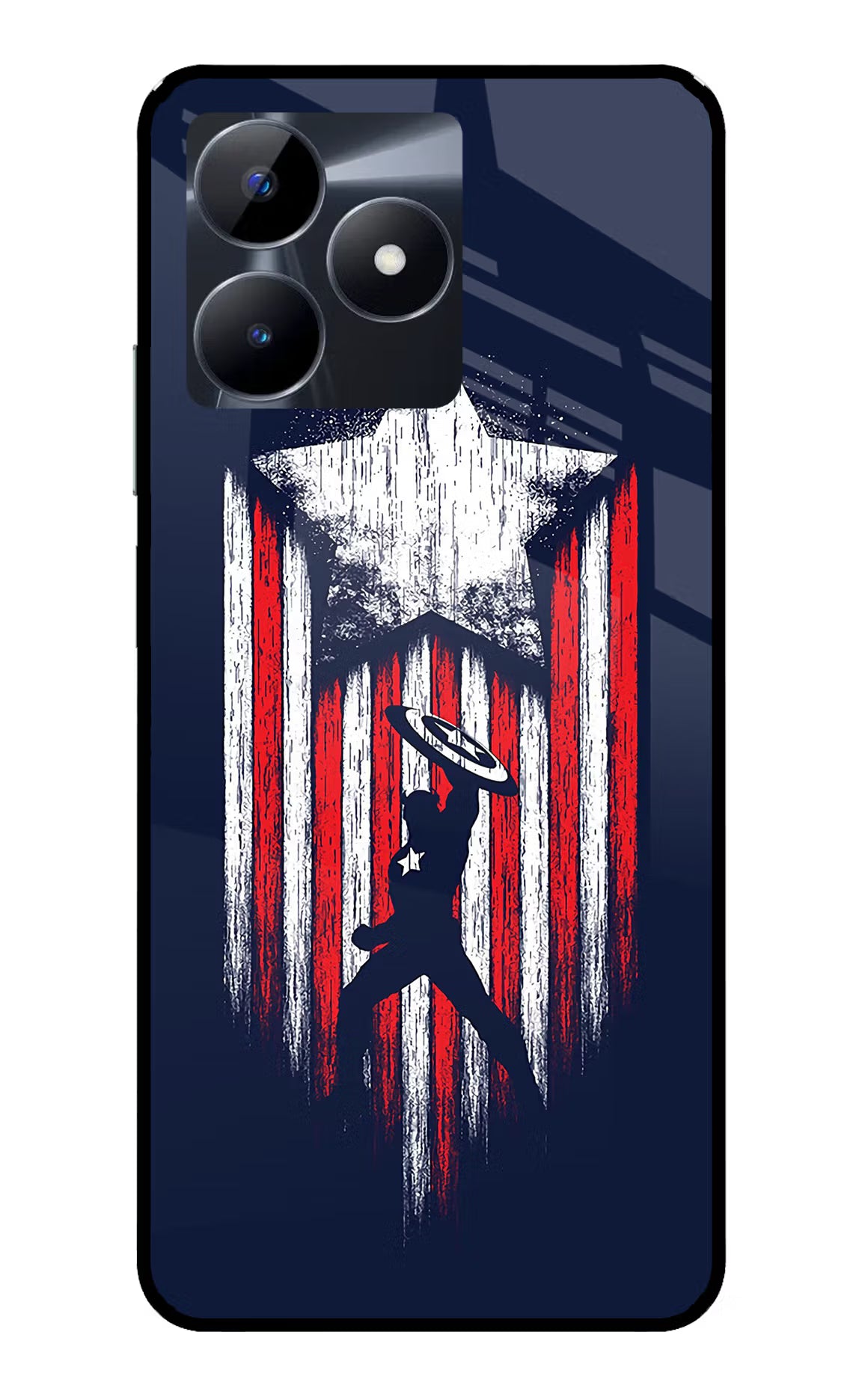 Captain America Marvel Art Realme C53 Glass Case Back Cover by Casekaro